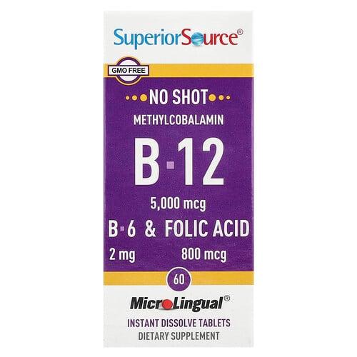 Superior Source Methylcobalamin B 12 B 6 Folic Acid 60 Microlingual Instant Dissolve Tablets product image
