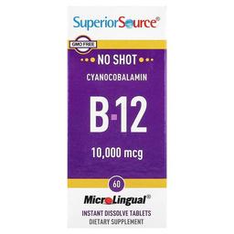 Superior Source Cyanocobalamin B 12 10 000 Mcg 60 Microlingual Instant Dissolve Tablets