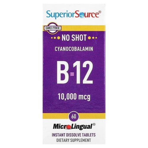 Superior Source Cyanocobalamin B 12 10 000 Mcg 60 Microlingual Instant Dissolve Tablets product image
