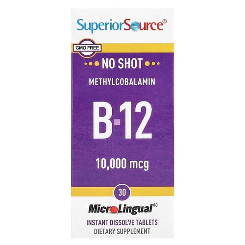 Superior Source Methylcobalamin B 12 10 000 Mcg 30 Microlingual Instant Dissolve Tablets product image
