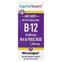Superior Source B 12 B 6 Folic Acid 30 Microlingual Instant Dissolve Tablets