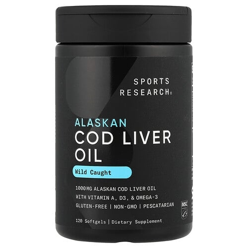 Sports Research Alaskan Cod Liver Oil 120 Softgels product image