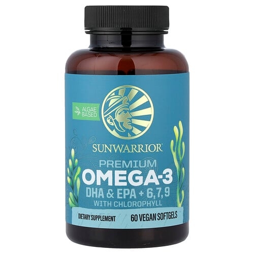 Sunwarrior Premium Omega 3 Dha Epa 6 7 9 With Chlorophyll 60 Vegan Softgels product image
