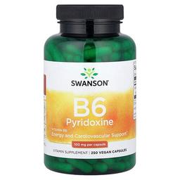Swanson Vitamins Vitamin B6 Pyridoxine 100 Mg 250 Vegan Capsules