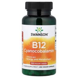 Swanson Vitamins Vitamin B12 500 Mcg 250 Vegan Capsules