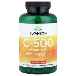 Swanson Vitamins C 500 Vitamin C With Rose Hips 250 Vegan Capsules