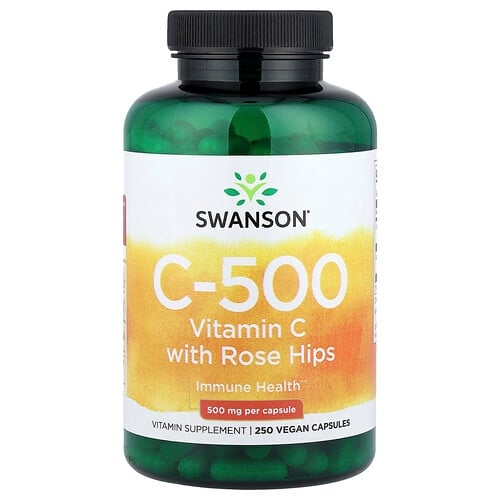 Swanson Vitamins C 500 Vitamin C With Rose Hips 250 Vegan Capsules product image