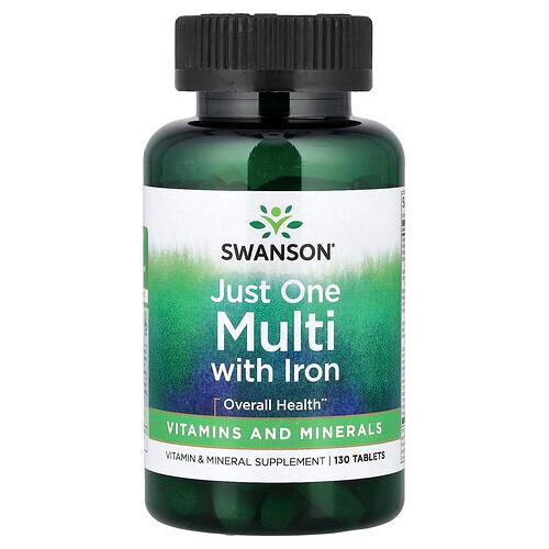 Swanson Vitamins Just One Multi With Iron 130 Tablets product image
