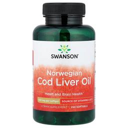 Swanson Vitamins Norwegian Cod Liver Oil 350 Mg 250 Softgels