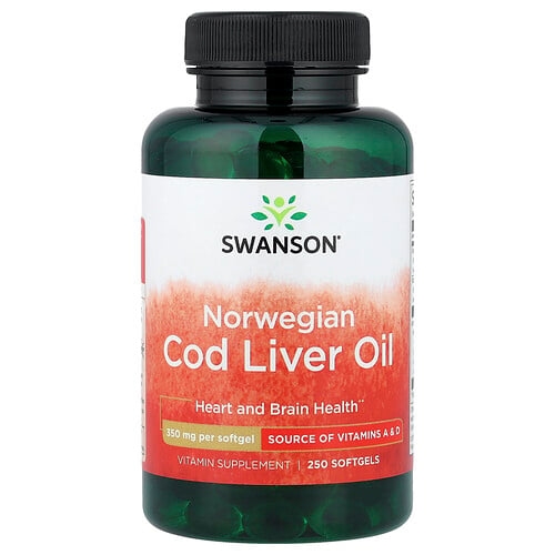 Swanson Vitamins Norwegian Cod Liver Oil 350 Mg 250 Softgels product image
