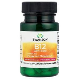 Swanson Vitamins Vitamin B12 With Folate Strawberry 100 Lozenges