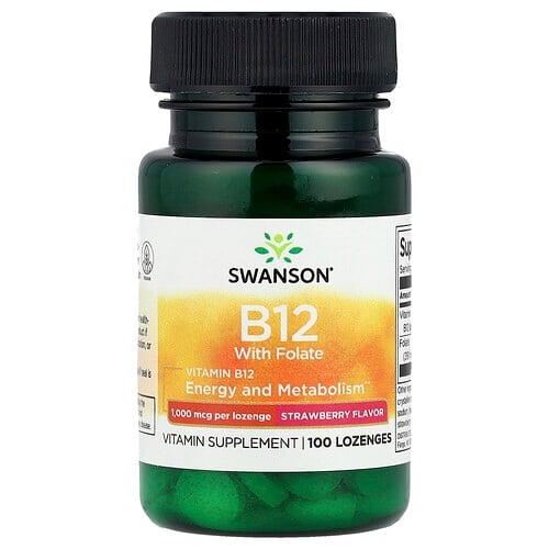 Swanson Vitamins Vitamin B12 With Folate Strawberry 100 Lozenges product image