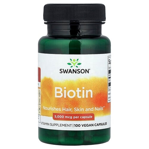Swanson Vitamins Biotin 5 000 Mcg 100 Vegan Capsules product image