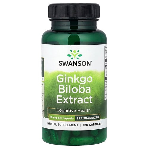 Swanson Vitamins Ginkgo Biloba Extract Standardized 60 Mg 120 Capsules product image