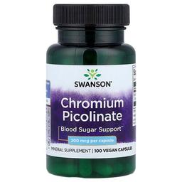 Swanson Vitamins Chromium Picolinate 200 Mcg 100 Vegan Capsules