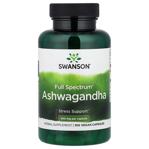 Swanson Vitamins Full Spectrum Ashwagandha 100 Vegan Capsules 450 Mg Per Capsule product image