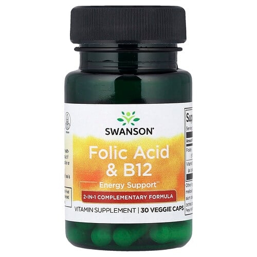 Swanson Vitamins Folic Acid B12 30 Veggie Caps product image
