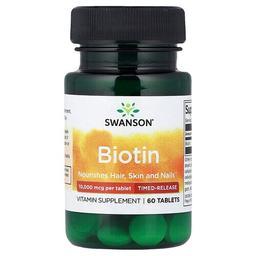 Swanson Vitamins Biotin Time Release 10 000 Mcg 60 Tablets