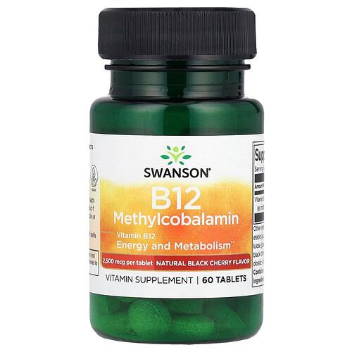 Swanson Vitamins Vitamin B12 Methylcobalamin Natural Black Cherry 2 500 Mcg 60 Tablets product image