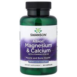 Swanson Vitamins Albion Magnesium Calcium With Vitamins D3 K2 90 Capsules