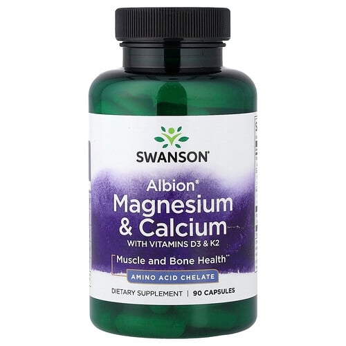 Swanson Vitamins Albion Magnesium Calcium With Vitamins D3 K2 90 Capsules product image