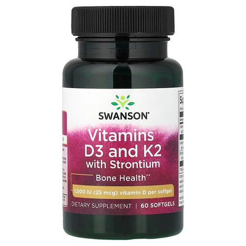 Swanson Vitamins Vitamins D3 And K2 With Strontium 60 Softgels product image