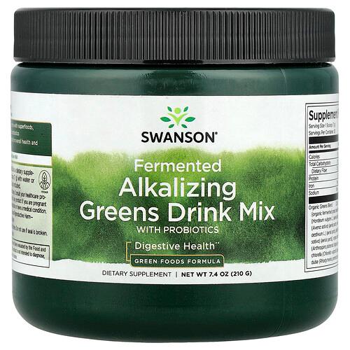 스완슨 비타민 Swanson Vitamins, 프로바이오틱 함유 발효 알칼리 녹색 녹색 채소 드링크 믹스, 210g(7.4oz) product image