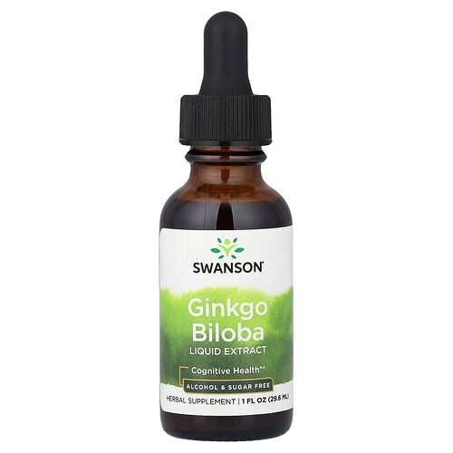 Swanson Vitamins Ginkgo Biloba Liquid Extract Alcohol Sugar Free 1 Fl Oz 29 6 Ml product image