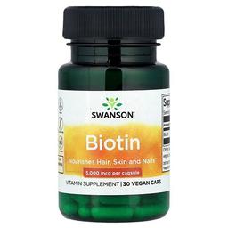 Swanson Vitamins Biotin 5 000 Mcg 30 Vegan Caps