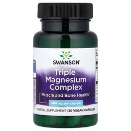 Swanson Vitamins Triple Magnesium Complex 400 Mg 30 Vegan Capsules