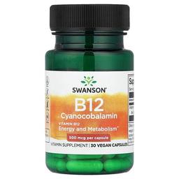 Swanson Vitamins Vitamin B12 500 Mcg 30 Vegan Capsules