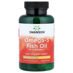 Swanson Vitamins Omega 3 Fish Oil With Vitamin D Lemon 60 Softgels