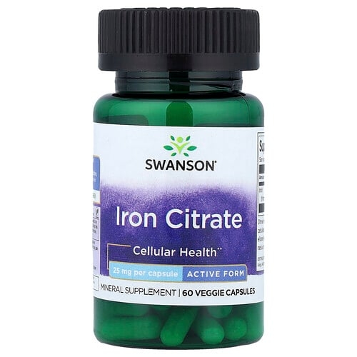 Swanson Vitamins Iron Citrate Active Form 25 Mg 60 Veggie Capsules product image