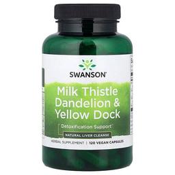 Swanson Vitamins Milk Thistle Dandelion Yellow Dock 120 Vegan Capsules