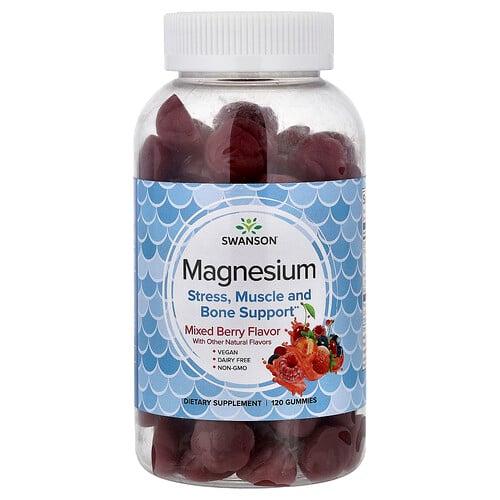 Swanson Vitamins Magnesium Gummies Mixed Berry 120 Gummies 100 Mg Per Gummy product image