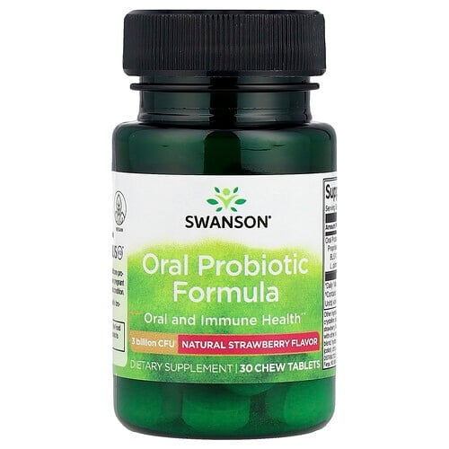 Swanson Vitamins Oral Probiotic Formula Natural Strawberry 3 Billion Cfu 30 Chew Tablets product image