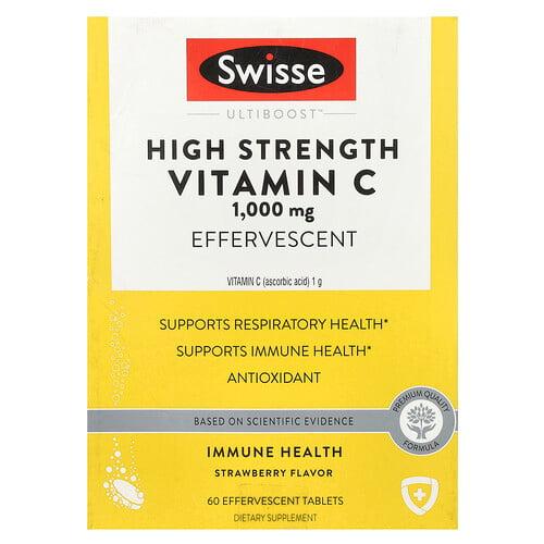 Swisse Ultiboost High Strength Vitamin C Strawberry 1 000 Mg 3 Tubes 20 Effervescent Tablets Each product image