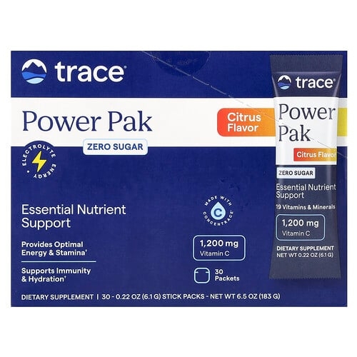 Trace Power Pak Zero Sugar Citrus 30 Stick Packets 0 22 Oz 6 1 G Each product image