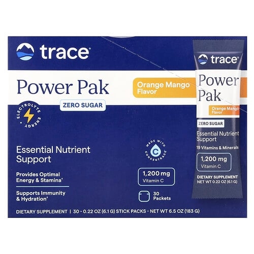 Trace Power Pak Zero Sugar Orange Mango 30 Packets 0 22 Oz 6 1 G Each product image