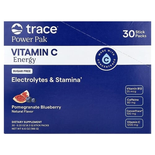 Trace Power Pak Vitamin C Energy Pomegranate Blueberry 30 Stick Packs 0 22 Oz 6 2 G Each product image