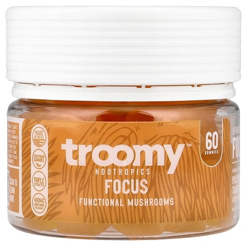 Troomy Nootropics Focus Functional Mushrooms Gummies Passionfruit Tangerine 60 Gummies product image