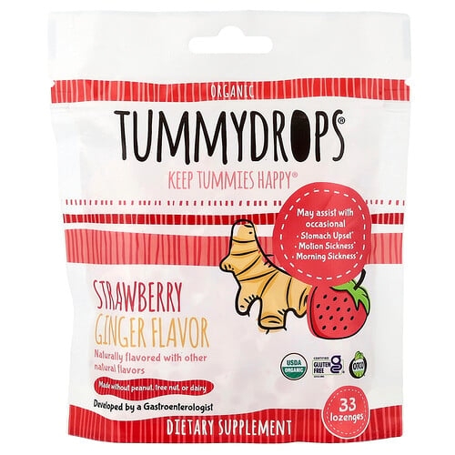 Tummydrops Organic Drops Strawberry Ginger 33 Lozenges product image