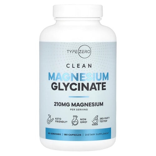 Typezero Clean Magnesium Glycinate 180 Capsules 70 Mg Per Capsule product image