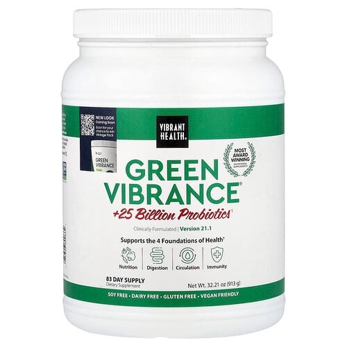 Vibrant Health Green Vibrance 25 Billion Probiotics Version 21 0 32 21 Oz 913 G product image