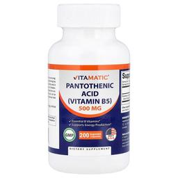 Vitamatic Pantothenic Acid 500 Mg 200 Vegetable Capsules