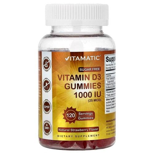 Vitamatic Vitamin D3 Gummies Natural Strawberry 1 000 Iu 25 Mcg 120 Gummies product image