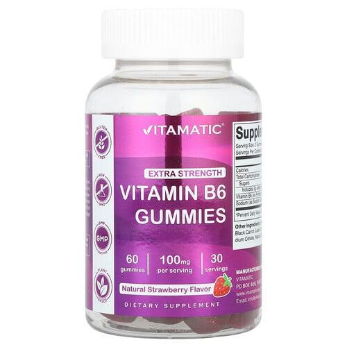 Vitamatic Vitamin B6 Natural Strawberry 60 Gummies 50 Mg Per Gummy product image