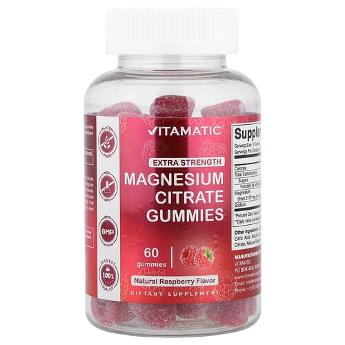 Vitamatic Magnesium Citrate Gummies Natural Raspberry 60 Gummies product image