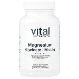 Vital Nutrients Magnesium Glycinate Malate 100 Vegan Capsules 120 Mg Per Capsule