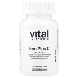 Vital Nutrients Iron Plus C 100 Vegan Capsules
